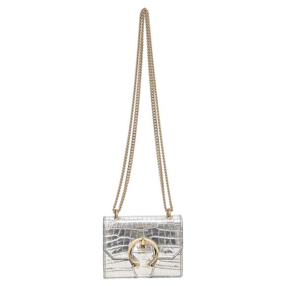 Jimmy Choo Handbags - Jimmy Choo Mini Paris Metallic Croc-Embossed Super Mini Bag in Silver Leather